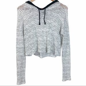 🎁 Cozy slouchy open knit grey cropped hoodie